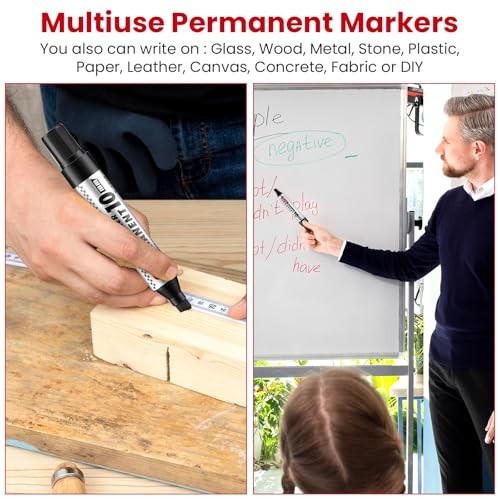 24pcs Extra Large Chisel Tip Black Thick Permanent Markers Set Jumbo Permanent