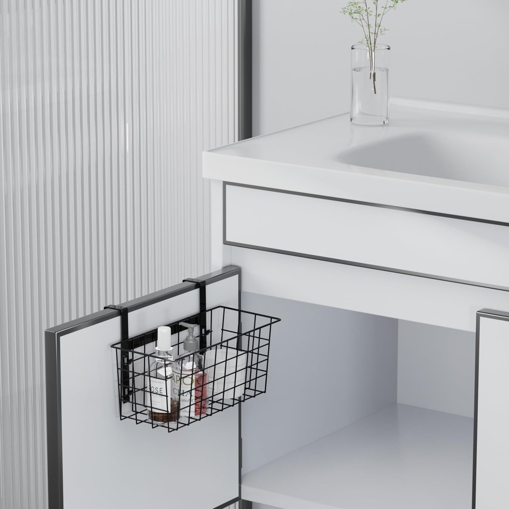MaraFansie Basket with Hook, Grid Storage Basket, Over the 2 PACK, Black