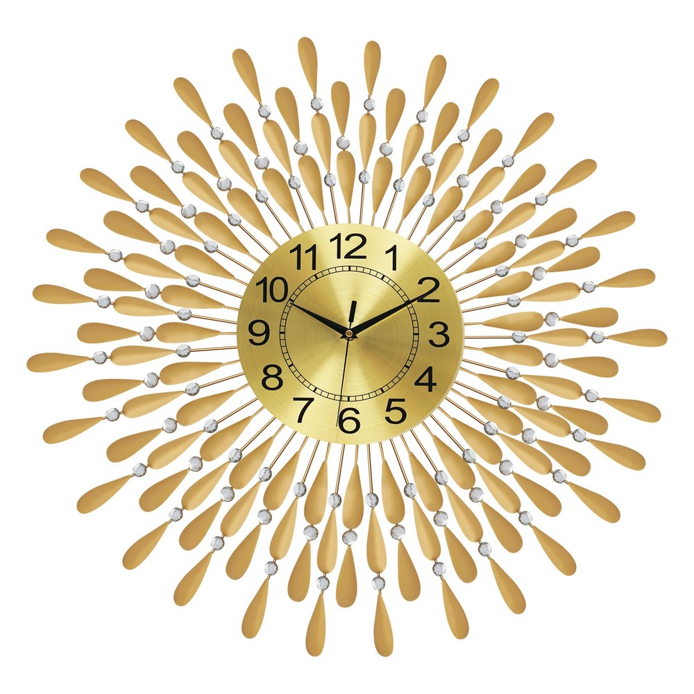 Large Wall Clock Gold Silent Wall Clock Retro Crystal Clock Wall-Mounted Decor