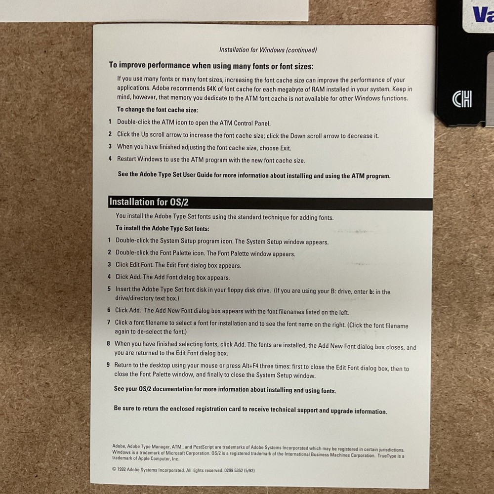 Adobe Type Set Value Pack Big Box PC Software 1990 Adobe