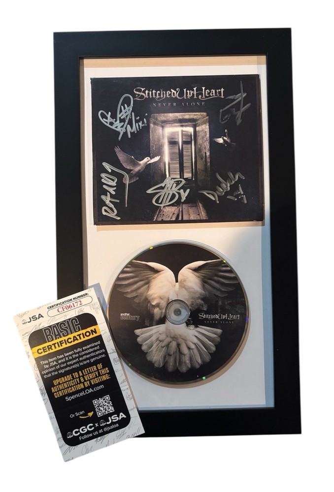 STITCHED UP HEART NEVER ALONE SIGNED JSA CD Display Framed autograph band +5 b