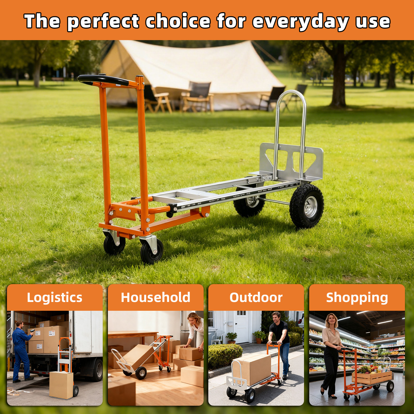 Aluminum Convertible Hand Truck 4-in-1000 Lbs Capacity Heavy Duty Dolly Cart