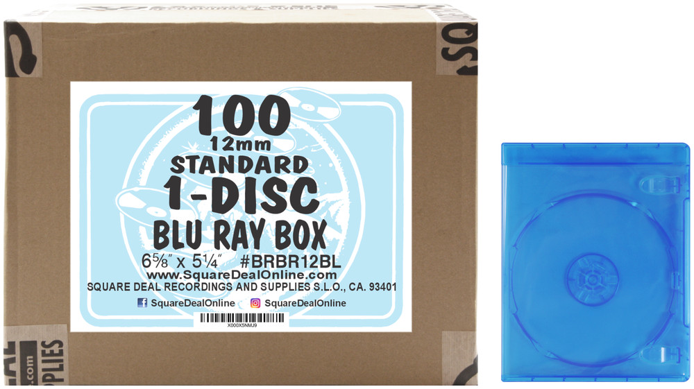 (100) Blu-Ray Empty Replacement Cases - Single Capacity Standard 12mm - BRBR12BL