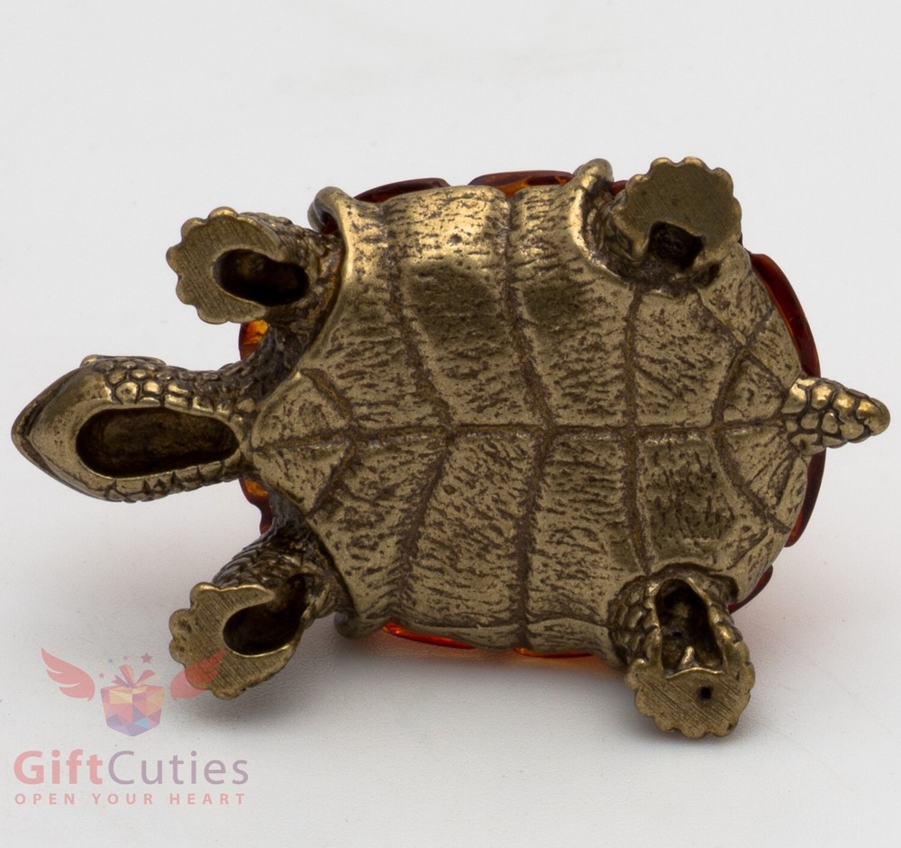 Solid Brass Amber Figurine Tortoise Turtle talisman Totem IronWork