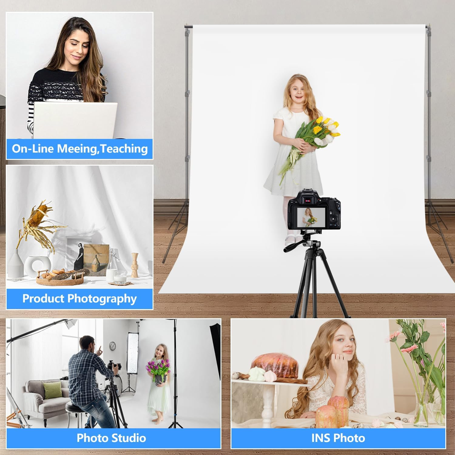 Photo Backdrop Curtains, White Backdrop for Photoshoot, 5X6.5 Ft White Photogra