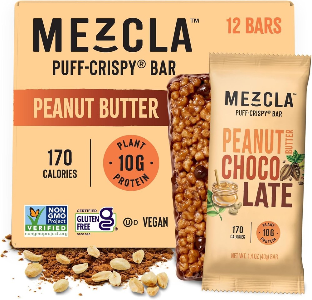 Puff-Crispy Plant Based Protein Bars - Peanut Butter Chocolate -