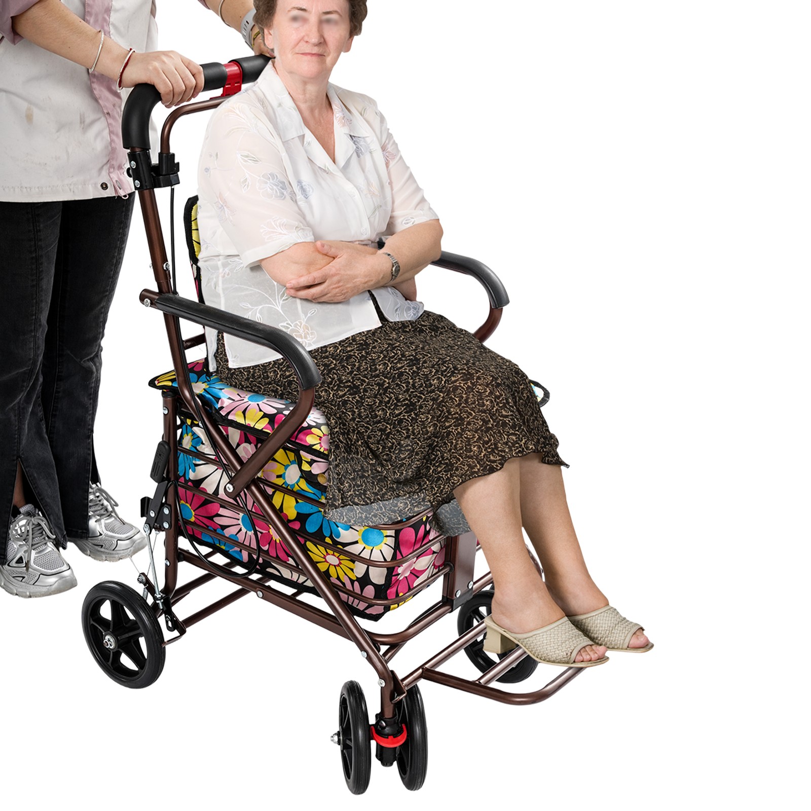 Foldable Shopping Cart, Shopping Cart with Seat for Elder Kids Max 100kg