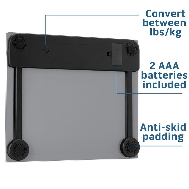Extra Wide Digital Bathroom Scale 500lb Capacity Large LCD Display 4 User Memory