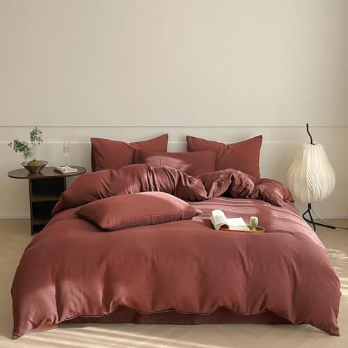 Brick Red Comforter Set Dark Red Bedding Comforter Set Solid Queen 1-brick Red