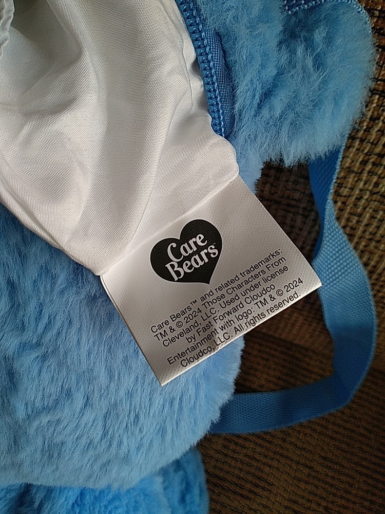 Care Bears Grumpy Blue Plush Backpack 17” With Zipper Pouch