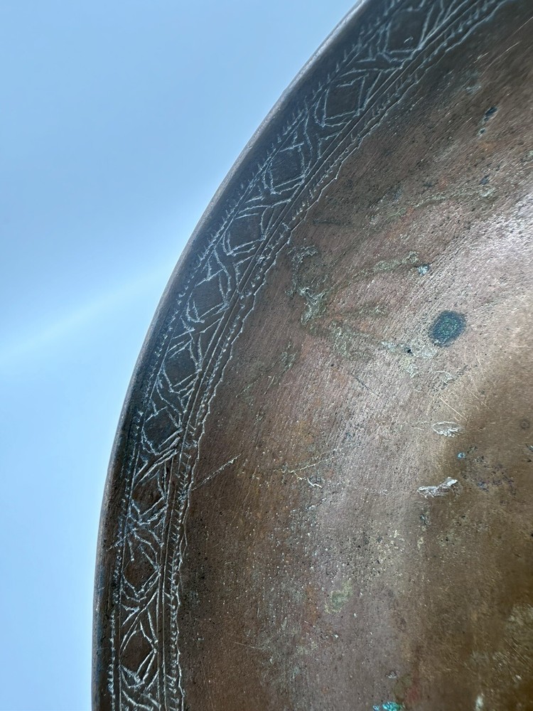 Antique Bronze Pan Stamped Eastern Dish Plate Collectable