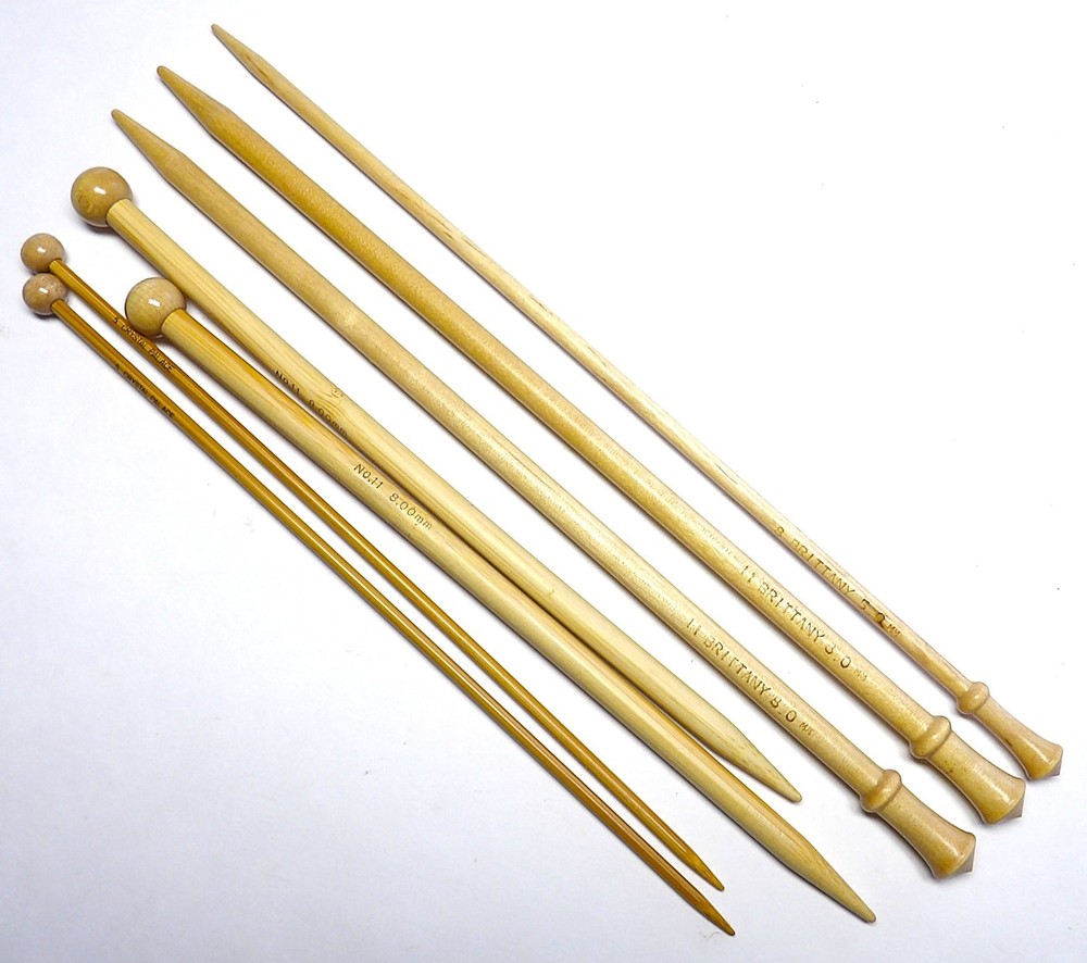 7 WOOD KNITTING NEEDLES