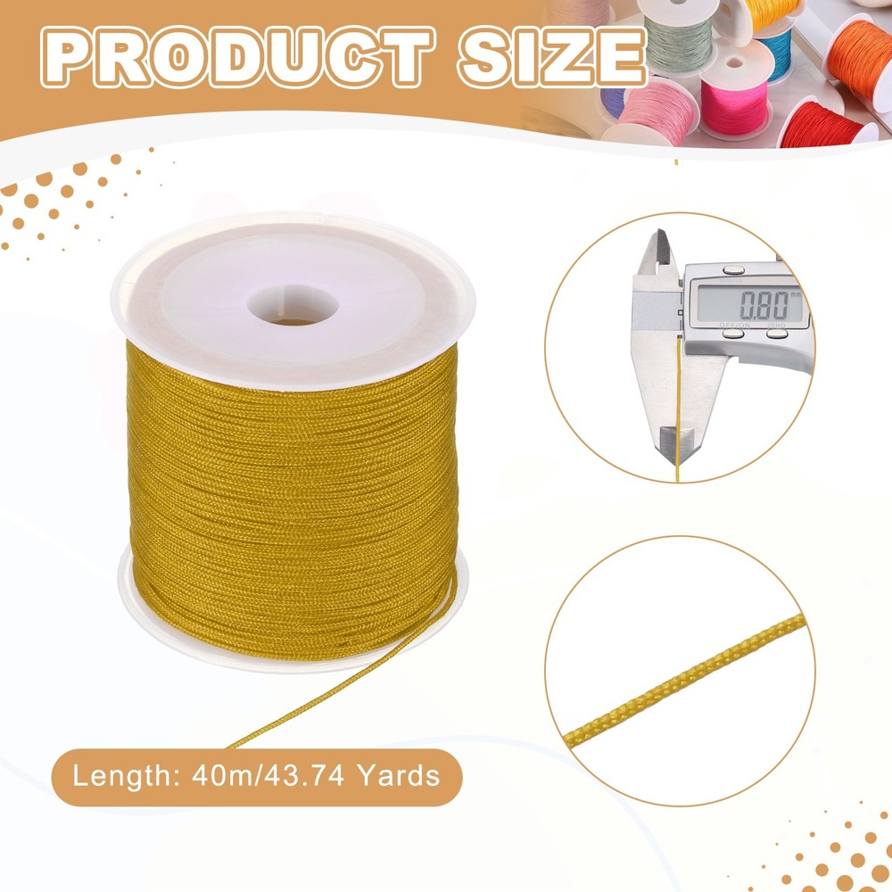 0.8mm Nylon String for Bracelets, 44 Yards Nylon Beading Thread(Earthy Yellow)
