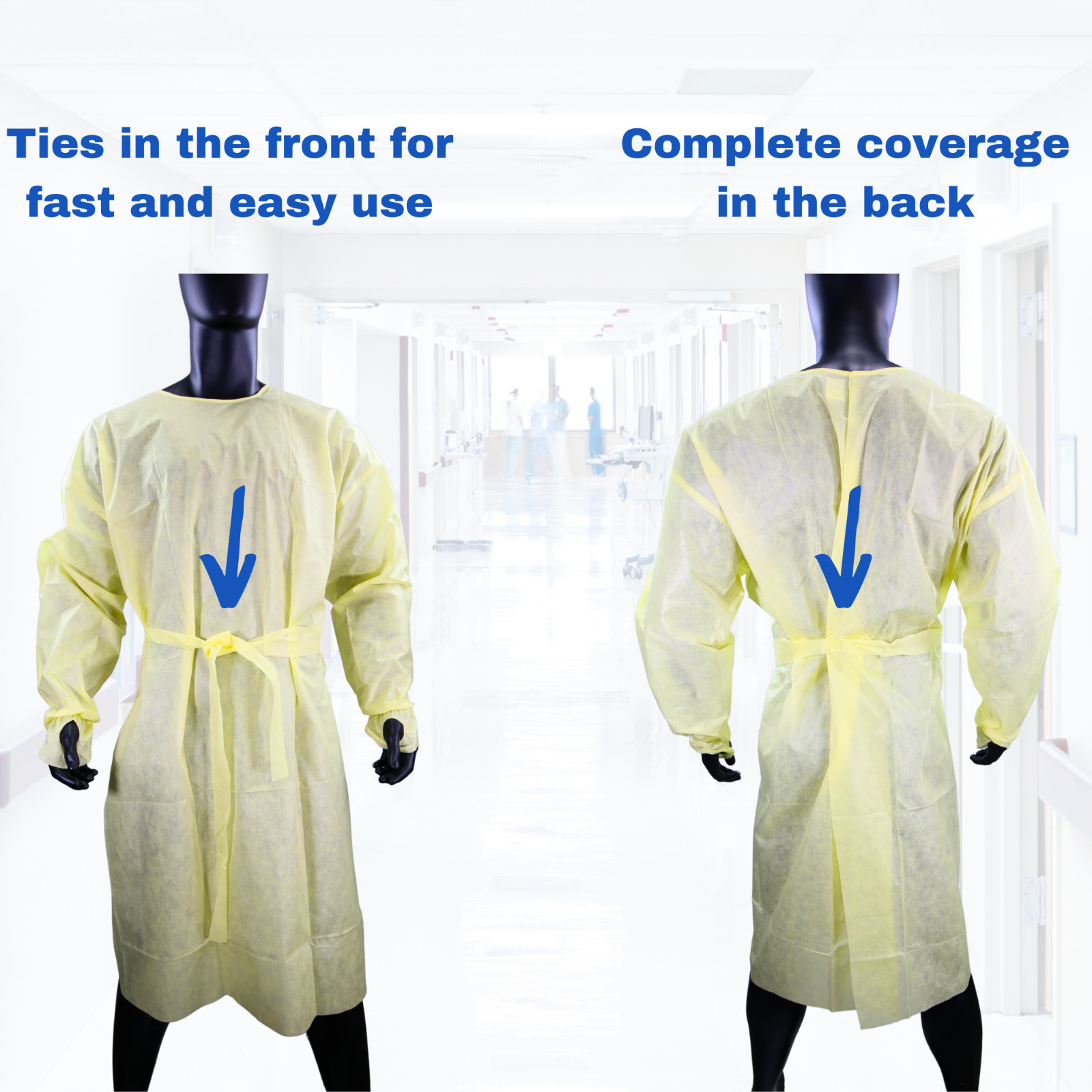10 Pack Level 2 Disposable Medical Gown Yellow Isolation Gown Hospital Dental