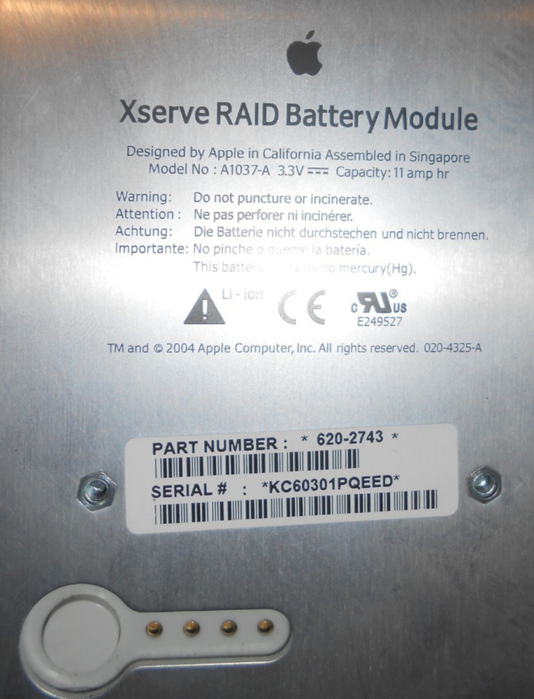 Apple Xserve RAID Battery Module Controller System 620-2743 A1037-A