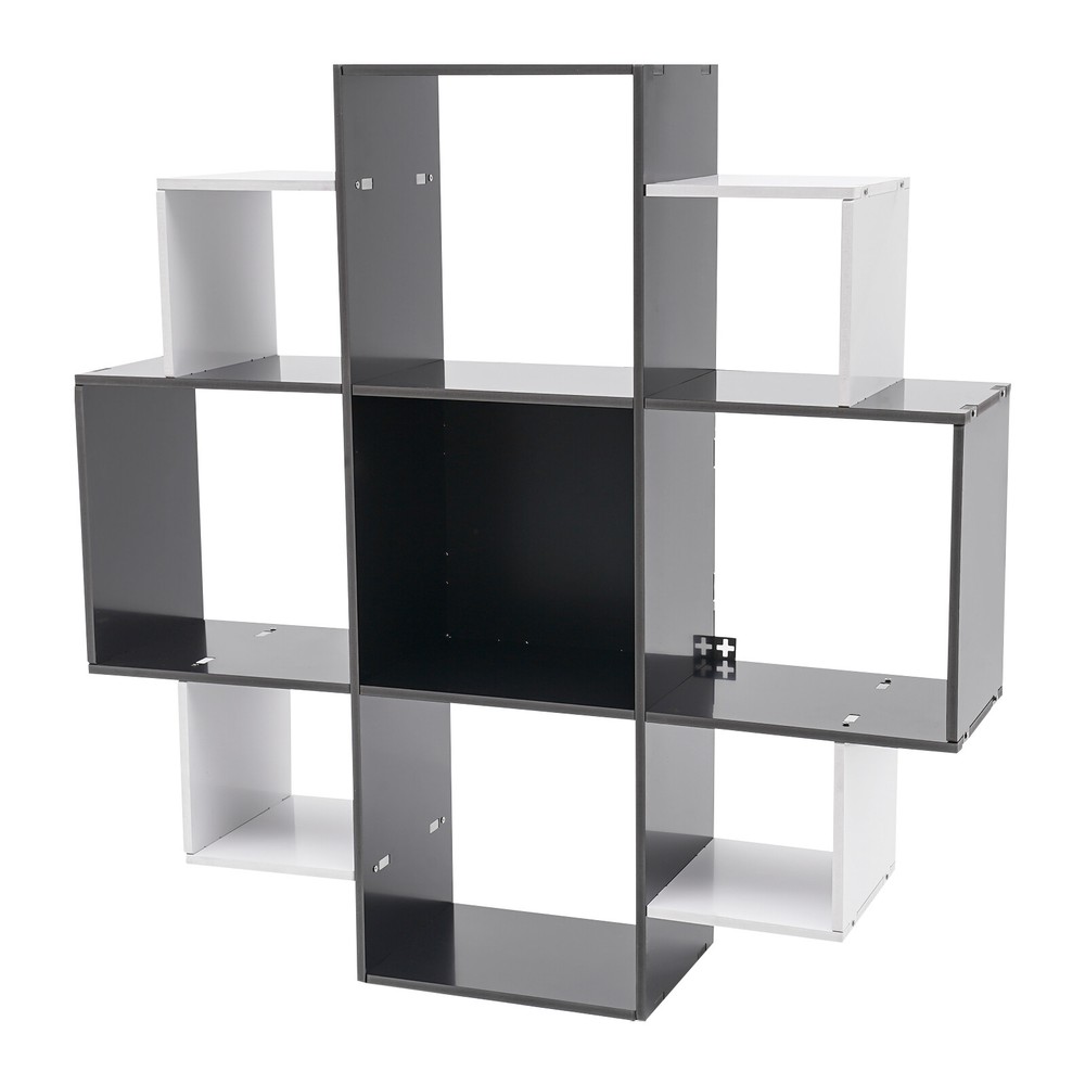 Modern Wall Mounted Bookshelf with 9 Compartments - 3 Tier Design