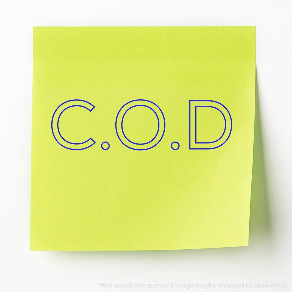 Large COD Outline Rubber Stamp Size 7/8" Tall x 2-1/4" Wide