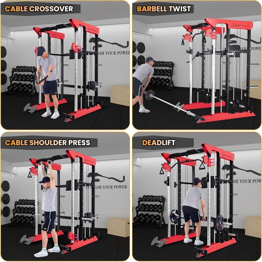 Smith Machine Strength Training Weight Stacks Home Gym System Workout Station