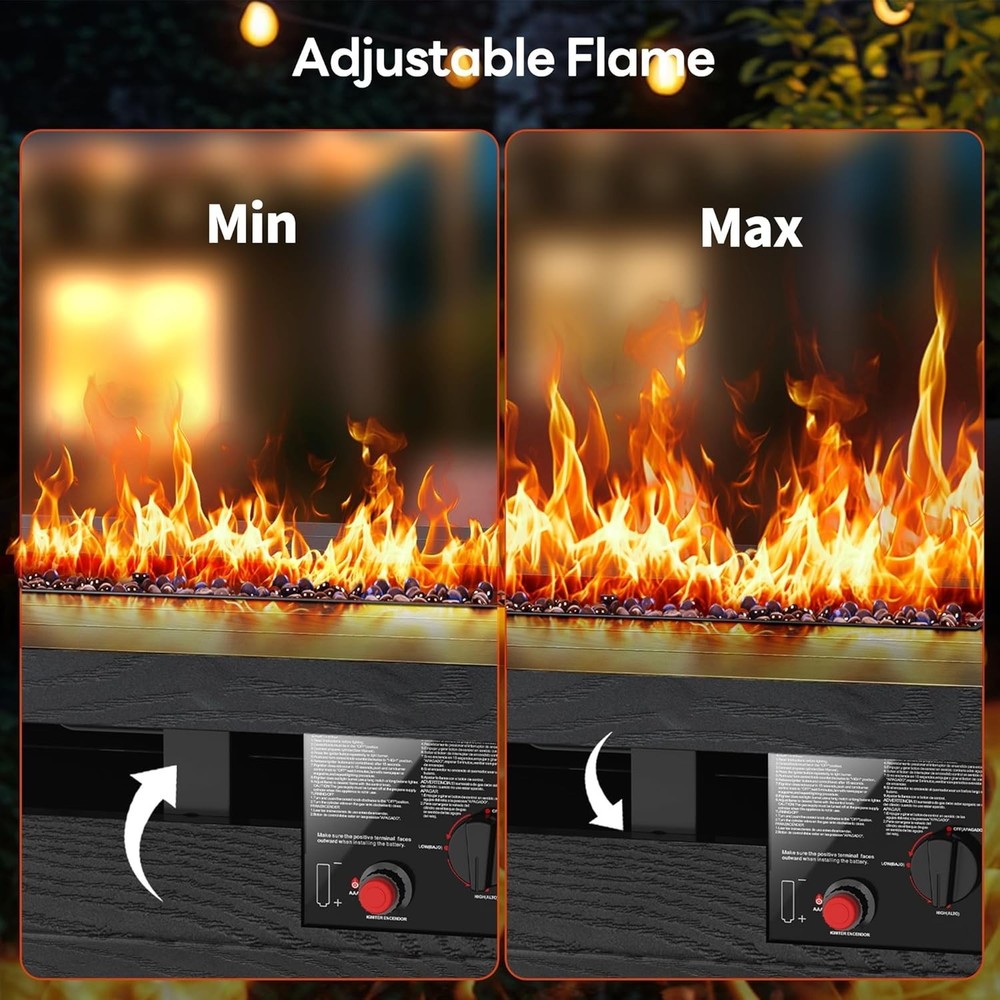 51” Outdoor Propane Fire Pit Table, 50,000 BTU Rectangular Gas Fire Pit with Lid