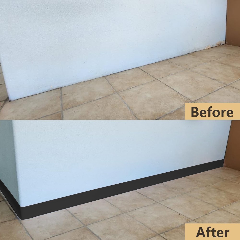 Vinyl Wall Base Baseboard Molding Trim 20FT/40ft Flexible Self Adhesive Black