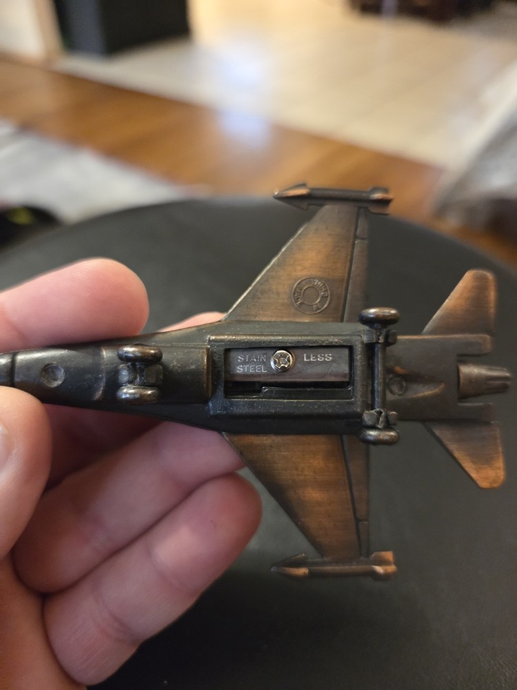 F-18 Hornet Pencil Sharpener Die-cast Copper Colored
