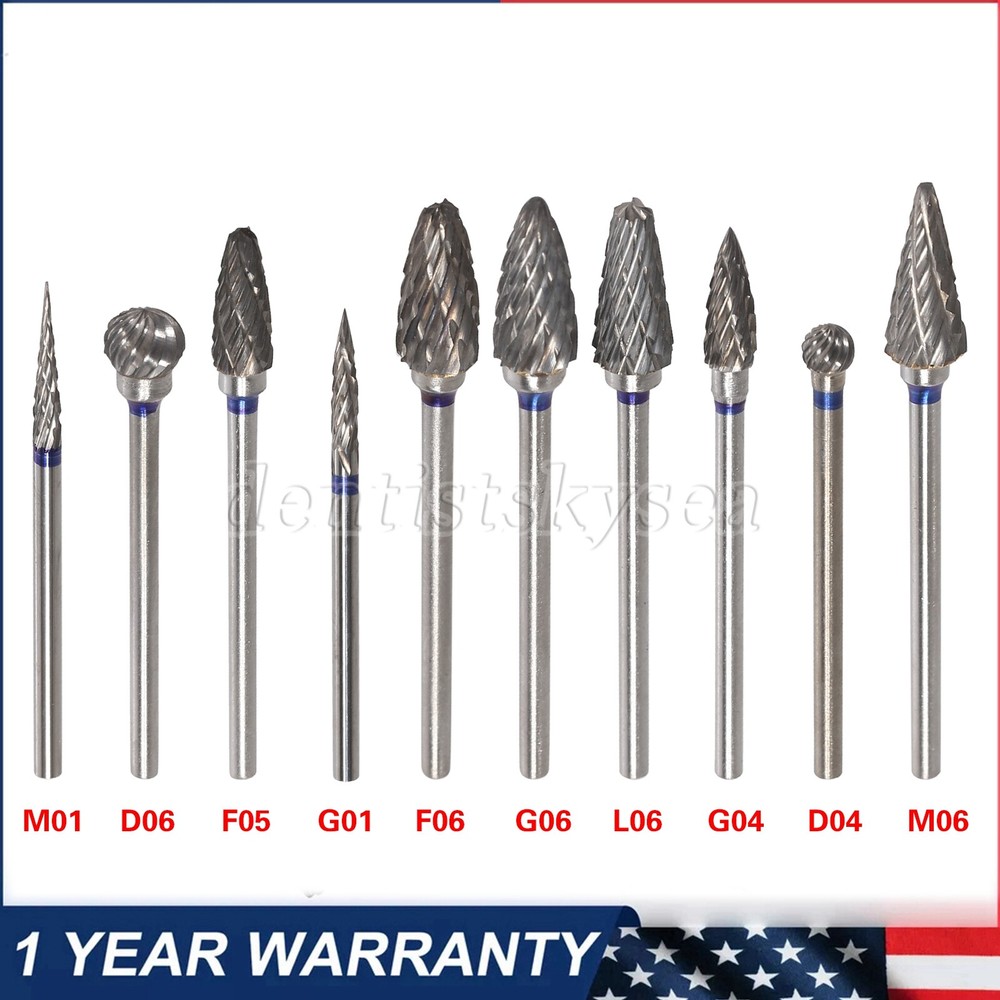 10X Tungsten Carbide Dental Acrylic Bur Drill Coarse Cutter 2.35mm Shank