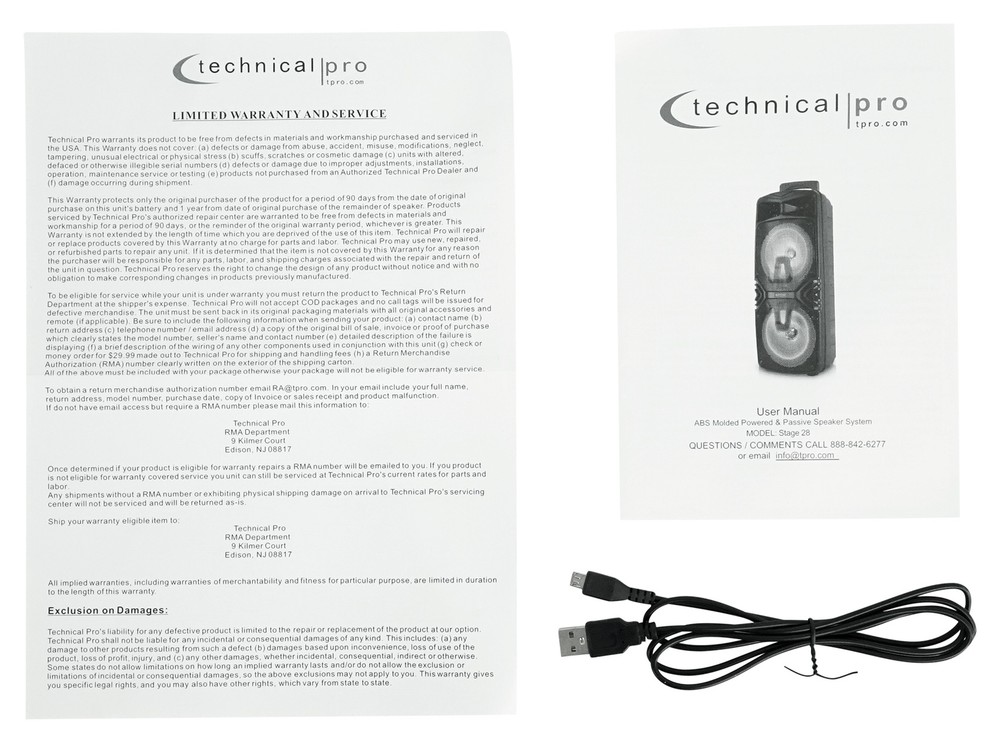 Technical Pro Dual 8" Rechargeable Karaoke Machine System+Stand+(2) Microphones