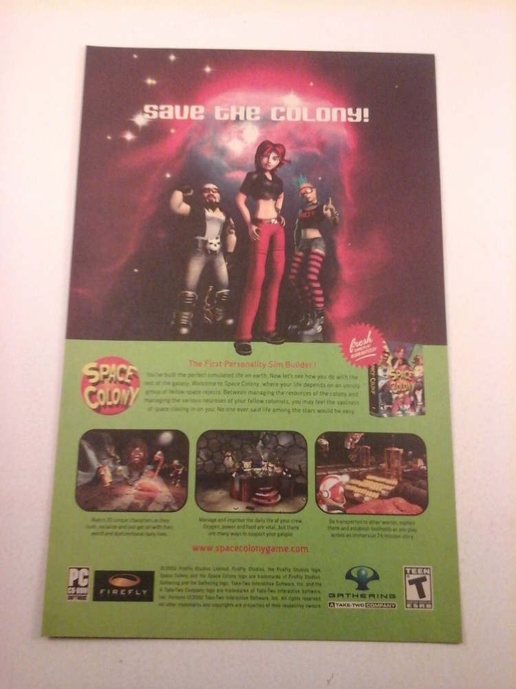 2003 Video Game Print Ad - SPACE COLONY - PC FIREFLY