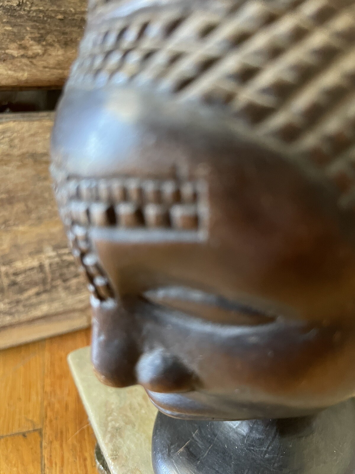 Vintage / Antique African Kuba Cup Wood Carved Palm Wine DRC Ceremonial Signed!