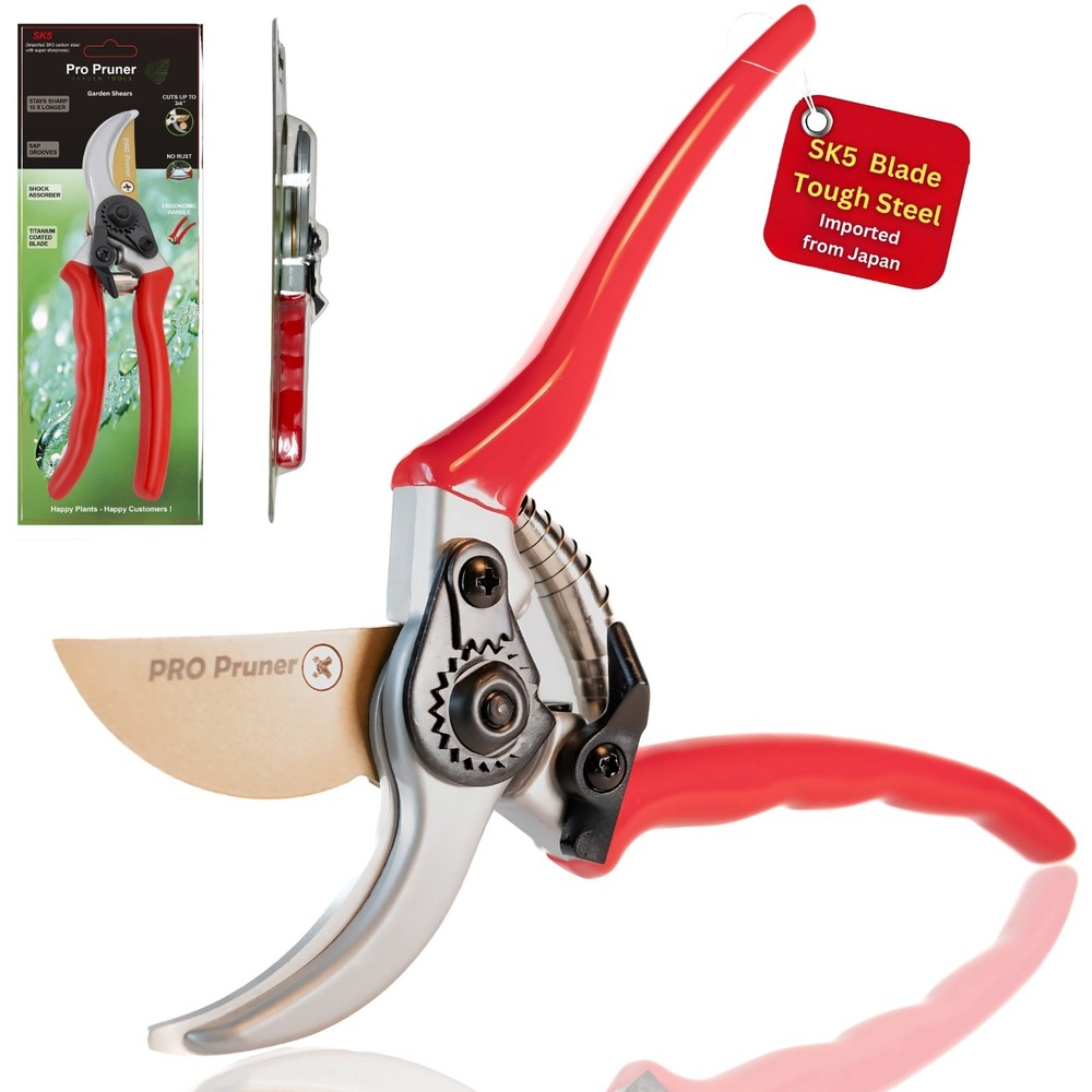 4 Piece-Professional Bypass Pruning Shears Set – Titanium  Pruners, Blade, 2 Spr