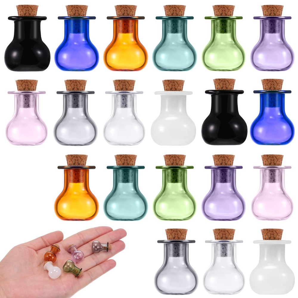 20 Pieces Tiny Spell Jars Mini Potion Bottles with Cork Clear Rum Mini Bottle...
