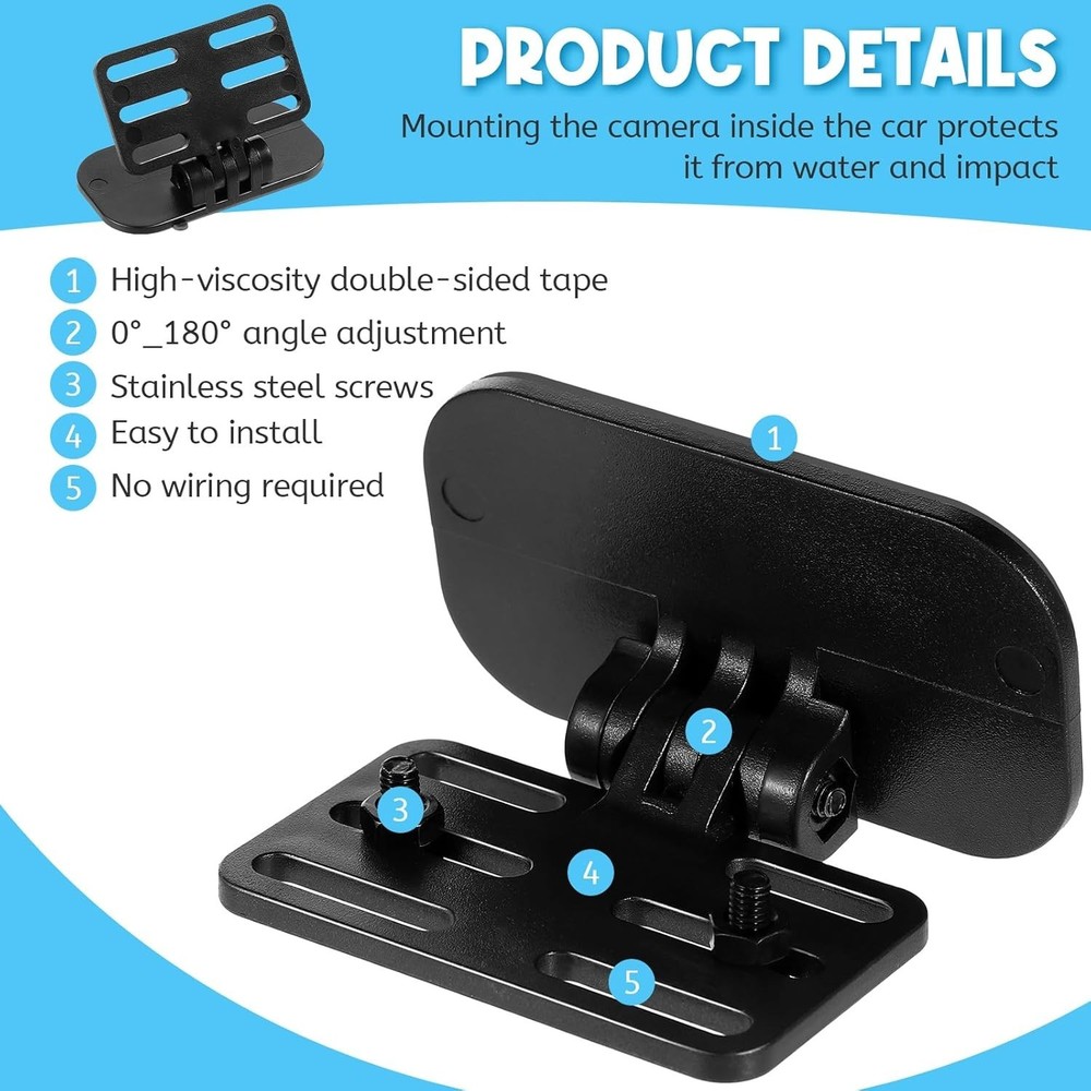 Universal Dash Cam Rear View Camera Mount with Installation Tools Included