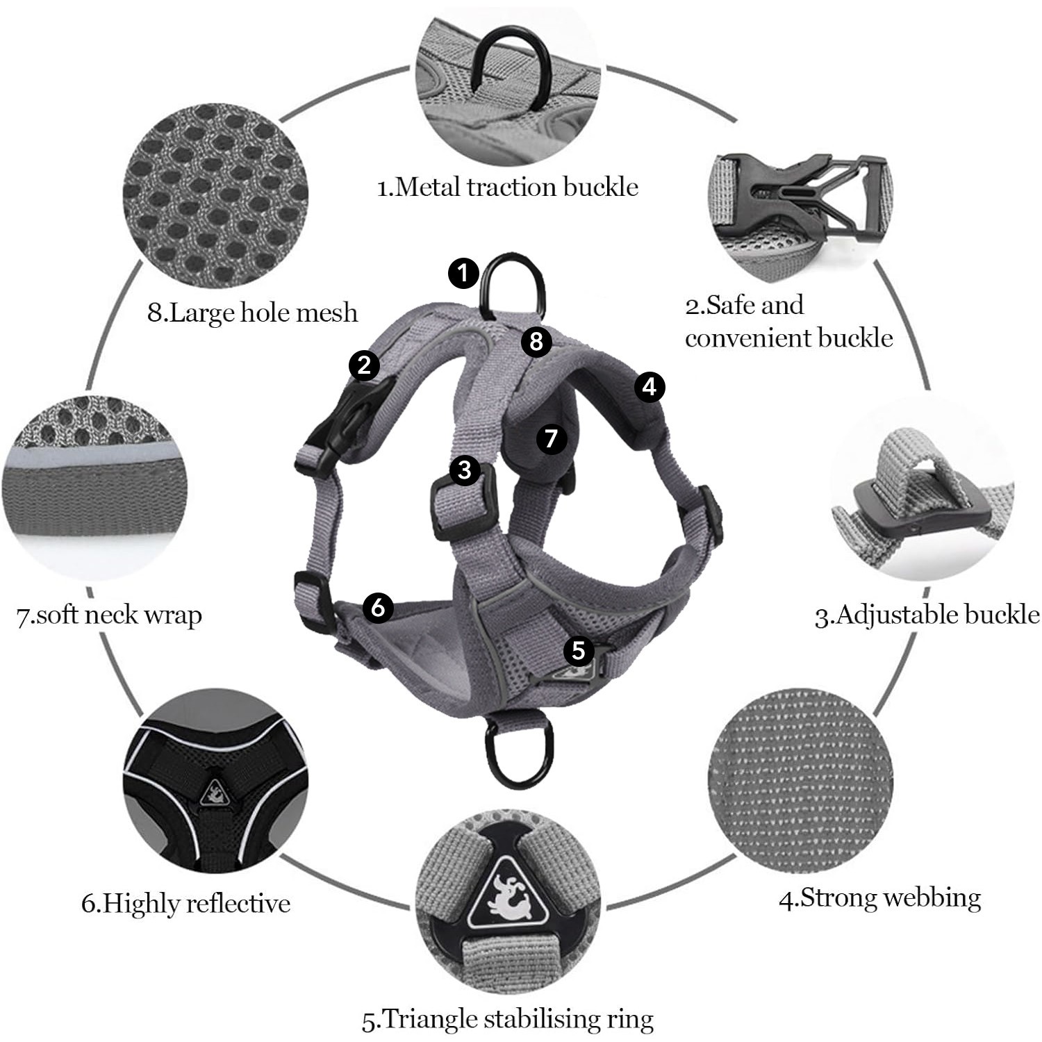 HBN Cat Harness & Leash Set for Walking, Escape Proof Soft Adjustable Vest Har