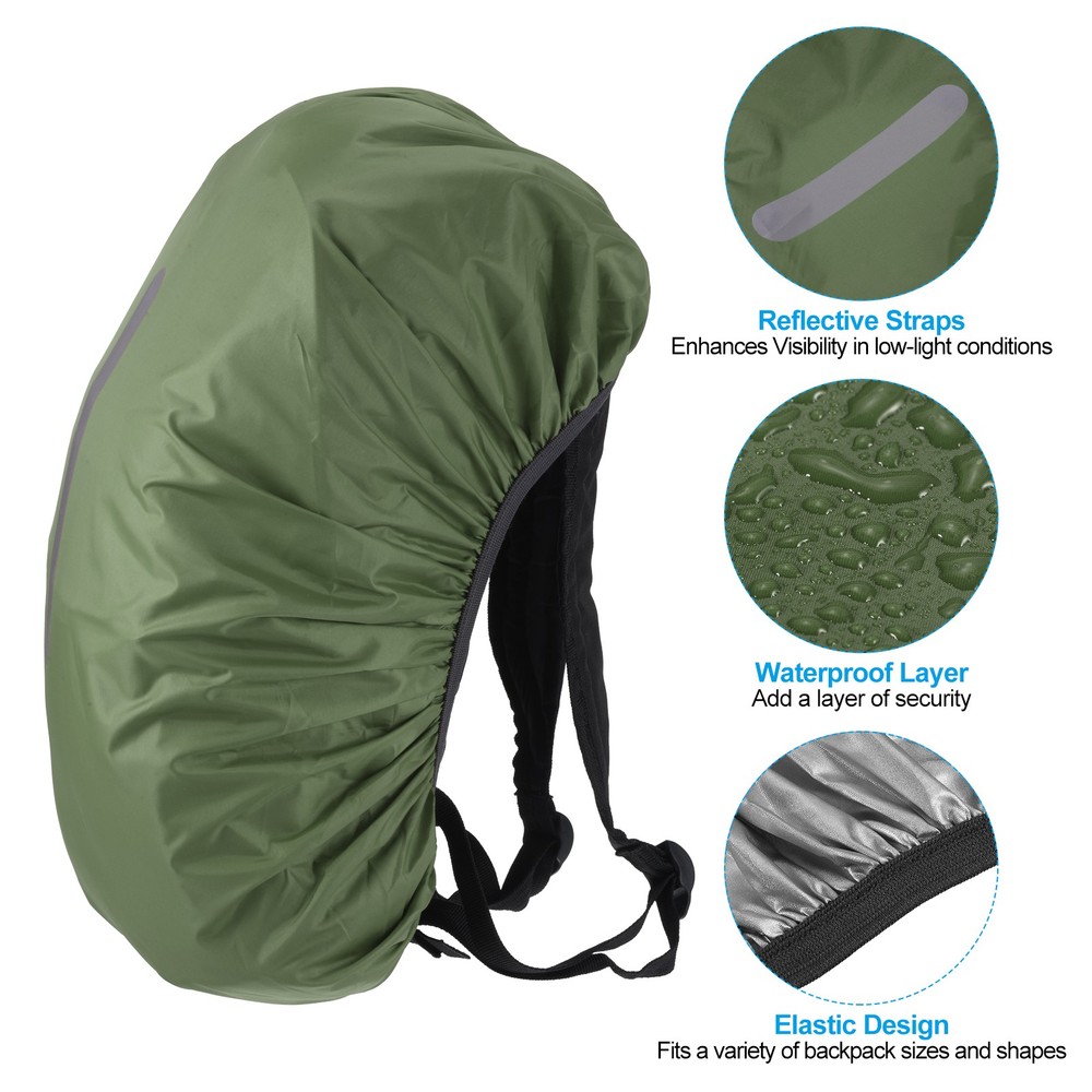 65-75L Waterproof Backpack Rain Cover with Vertical Strap XL Olive