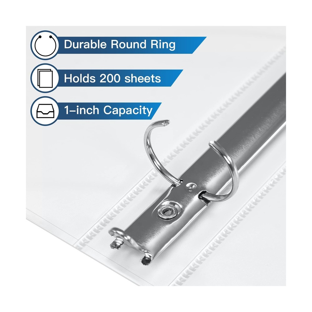 Basic 3 Ring Binder -1 or 1/2'' Binders with Roung Ring Binder, Large 100/200...