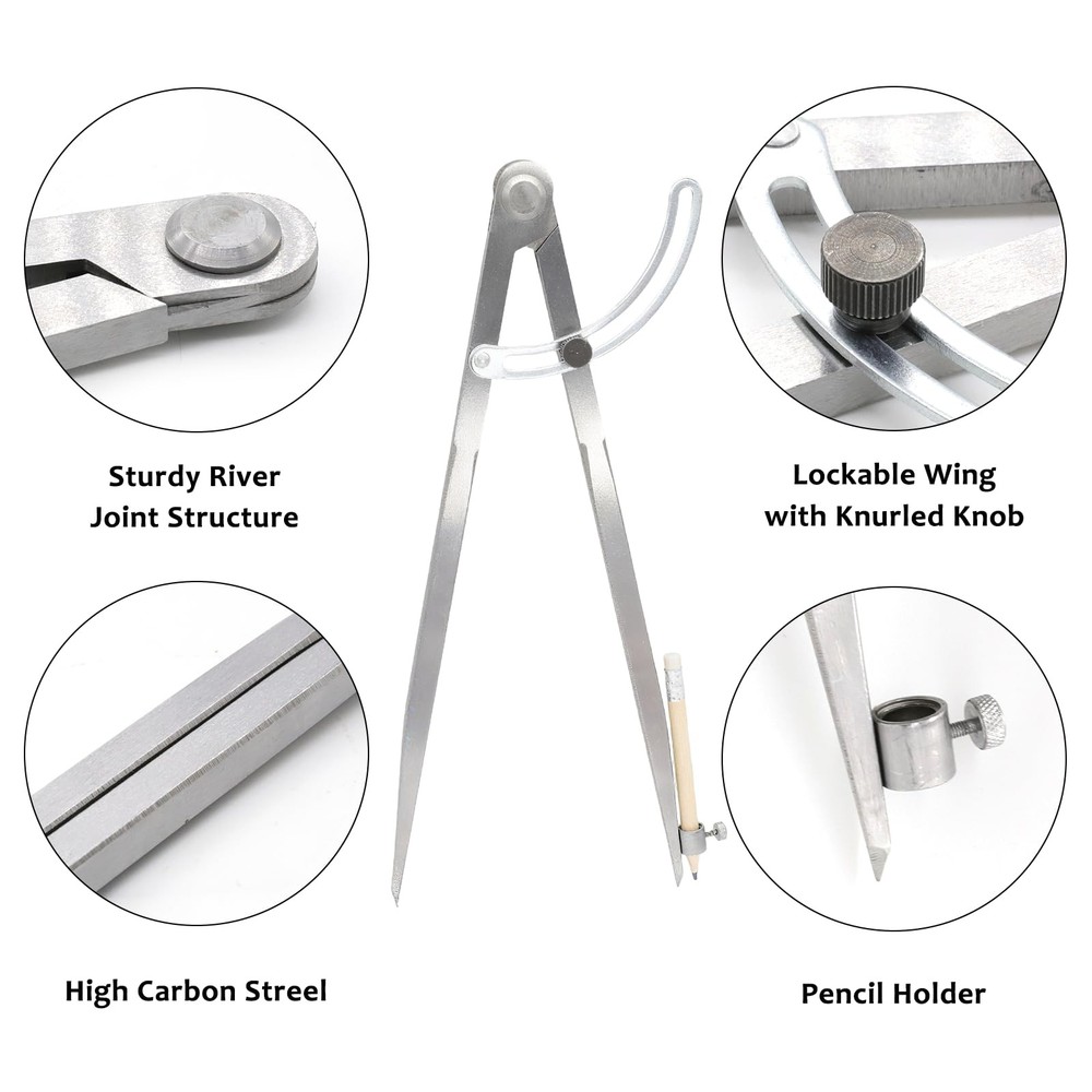 Compass Geometry Tool Drawing Compass Professional 12 Inch Large Compass with...