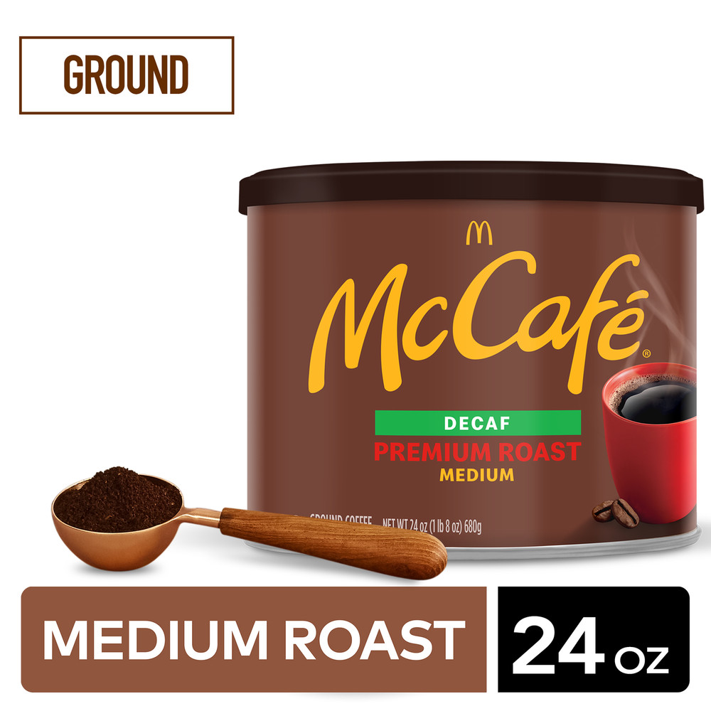 McCafe Premium Roast Decaf, Ground Coffee, Decaffeinated, 24oz. Canned