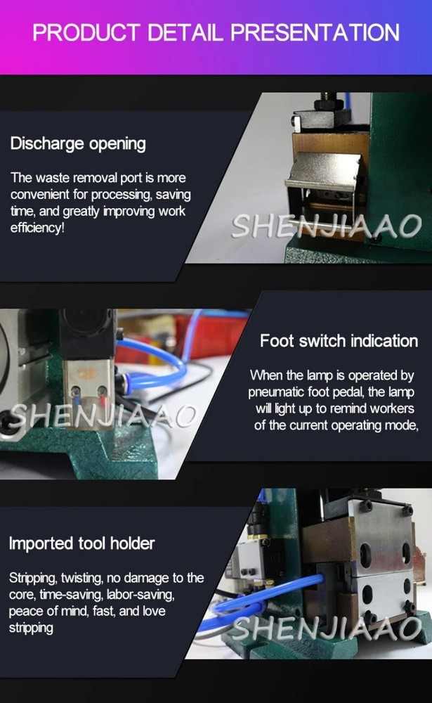 3F Pneumatic Vertical Sheathed Wire Stripping and Cable Cutting Machine