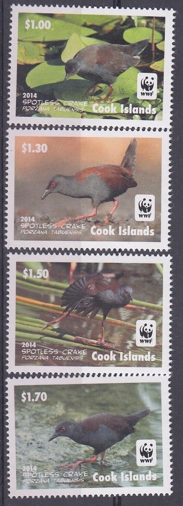 Cook Islands: 2014 WWF BIRDS Spotless Crake Set MUH