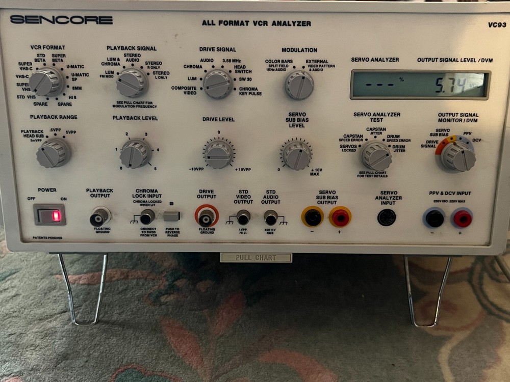 Sencore VC93 All Format VCR Analyzer
