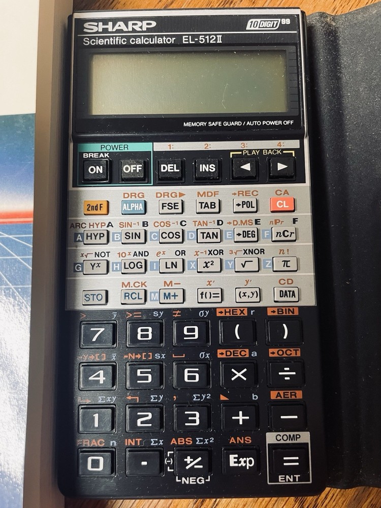 Vintage Sharp EL-512II Scientific Calculator LCD Display + Solutions Book