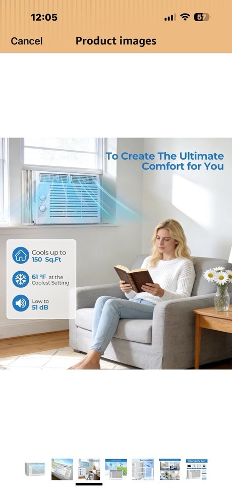 Electactic 5000 Btu Window Air Conditioner, AC Window Unit Up to 150