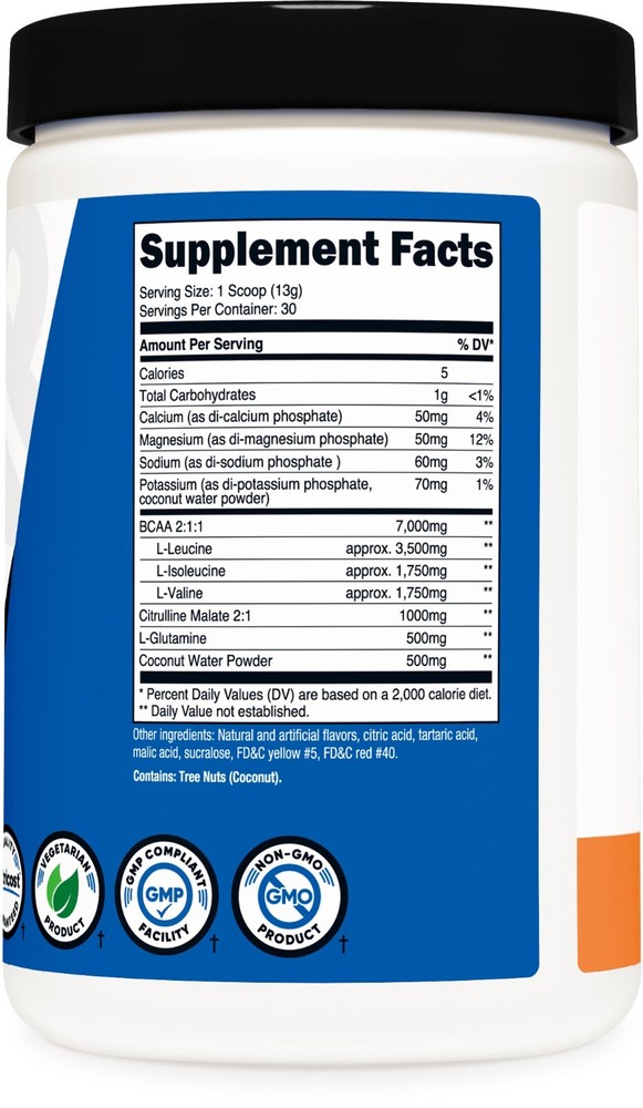 Nutricost BCAA+ Hydration Powder (Peach Rings) 30 Servings