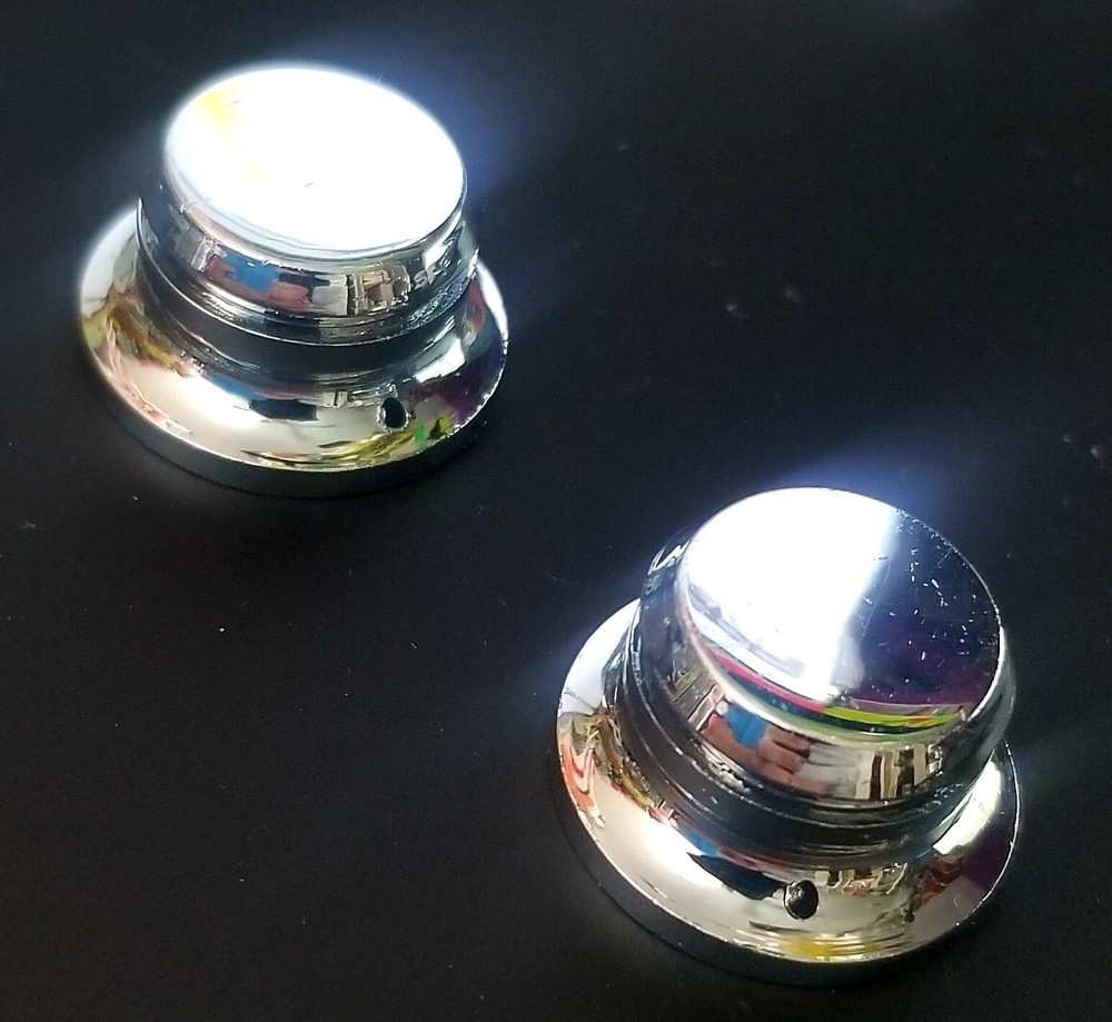 TWO (2) Spun Hat Guitar Knobs Chrome Plated Volume - Tone Fillmore Mosrite NEW