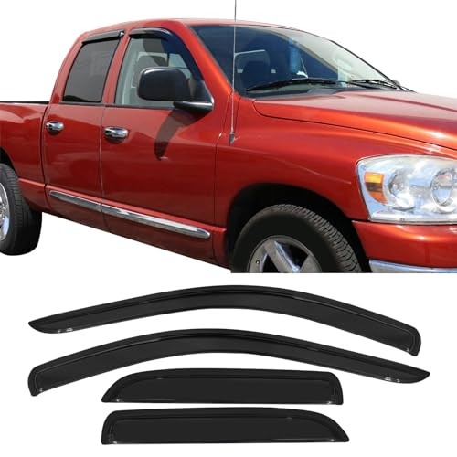Tape On External Window Visor, Compatible with 2002-2009 Dodge Ram Quad Cab,