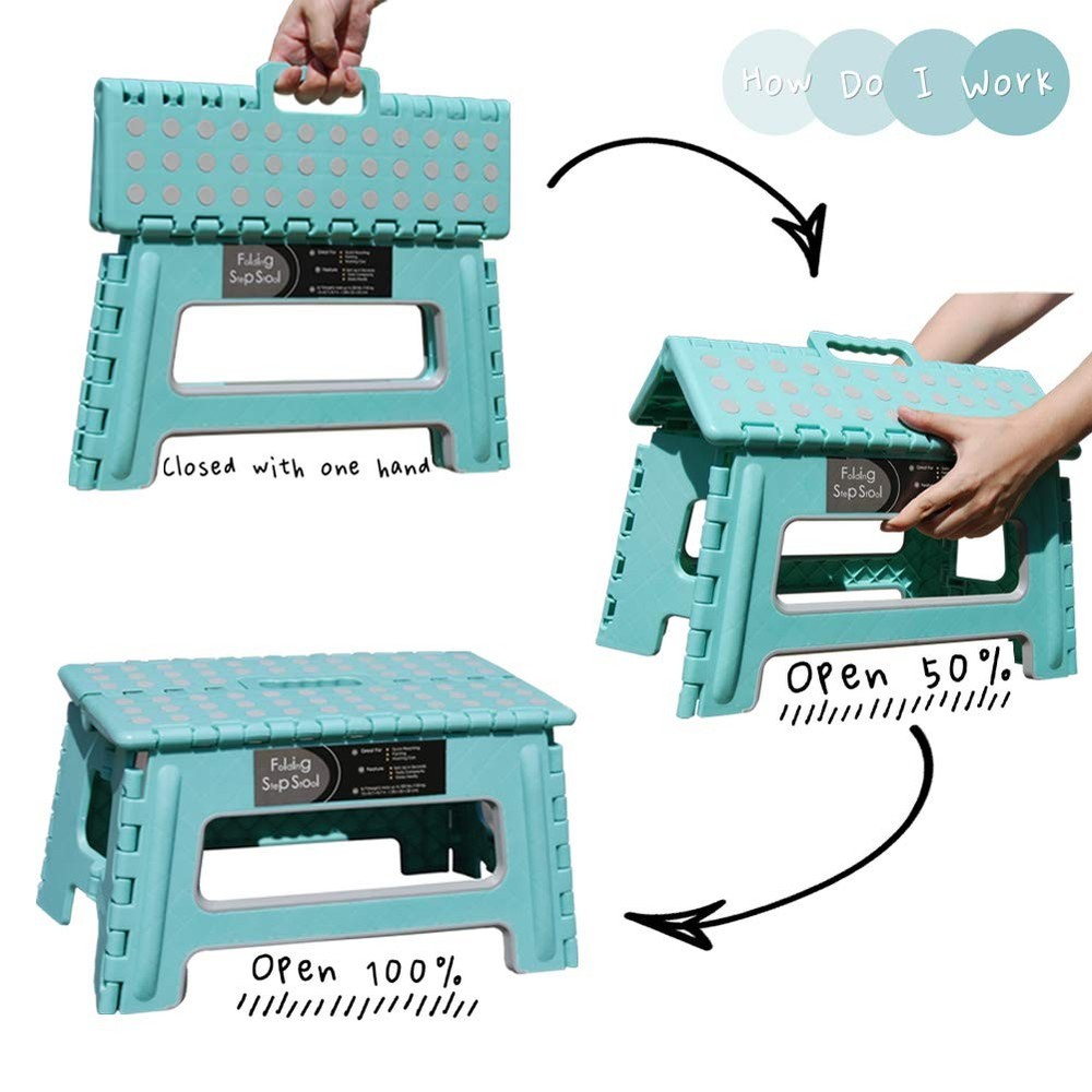 Folding Step Stool - 9" Height - Holds up 300 Lbs Lightweight Foldable Steppi...