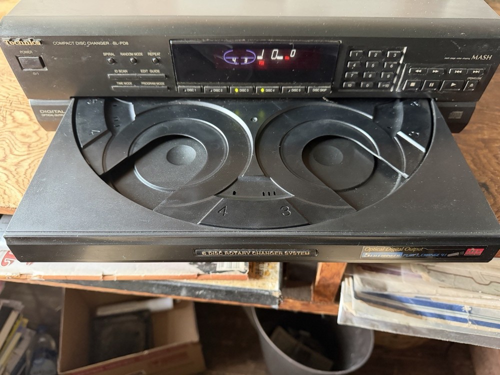 Technics SL PD8 Five Disc Rotary Compact Disc Player Tested Working No Remote