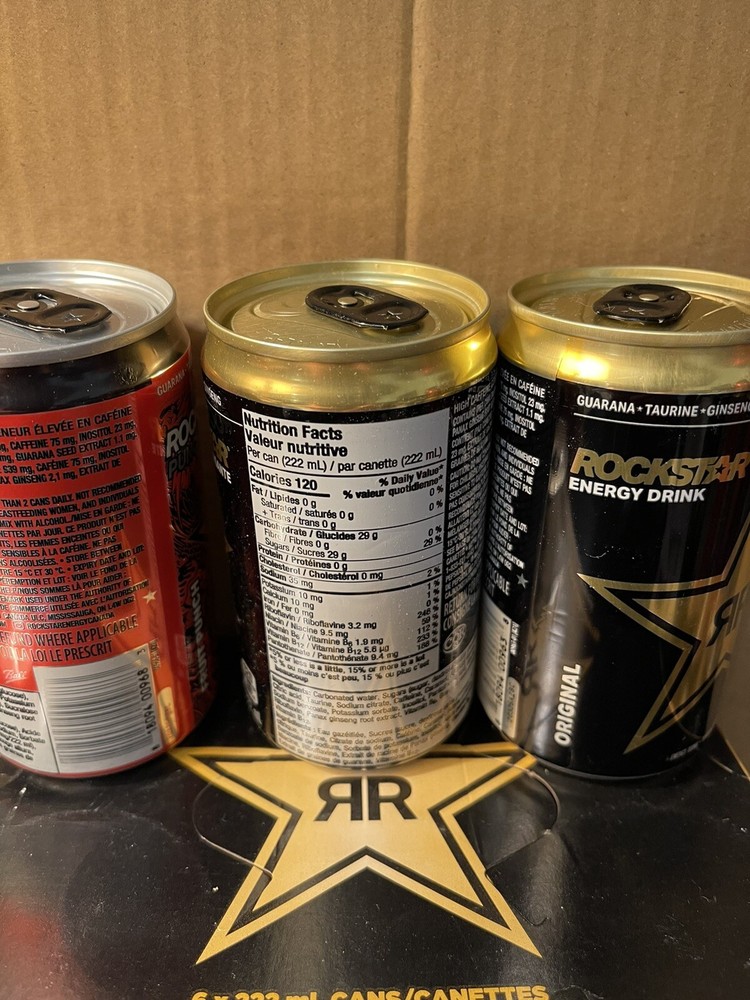 Four Rockstar 7.5oz Full Cans Fruit Punch Original Canada 🇨🇦