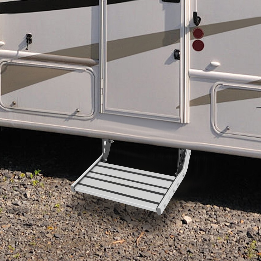 Used Folding RV Step Manual Step RV Trailer Camper Step w/ LED Light 330lbs Load