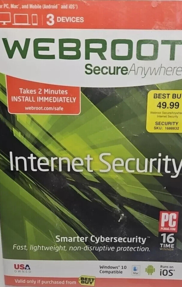 Webroot Secure Anywhere (PC, 2005) Advanced Internet Security, New & Sealed #B16